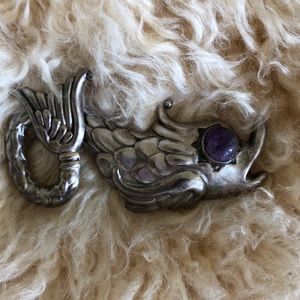 Hubert Harmon Vintage Sterling/Amethyst Scarf Clip